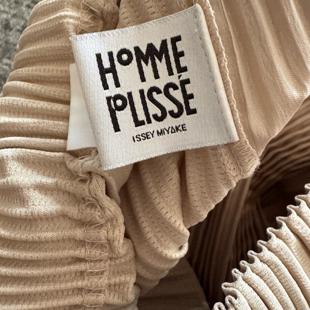 Issey Miyake Beige Pleated Joggers